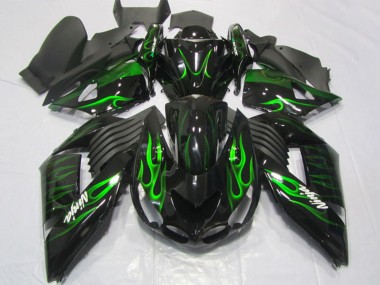 Carena Moto Kawasaki ZX14R ZZR1400 2006-2011 - Nero Lucido Verde Fiamma Fabbrica