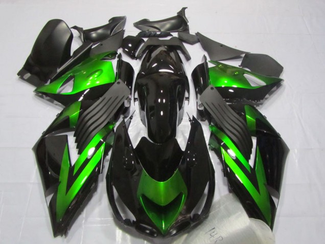 Carena Moto Kawasaki ZX14R ZZR1400 2006-2011 - Nero Lucido Verde Banda