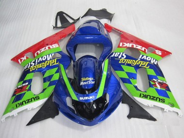 Carene Moto Suzuki GSXR 600 2001-2003 - Blu Verde Rosso Telefonica MoviStar Fabbrica