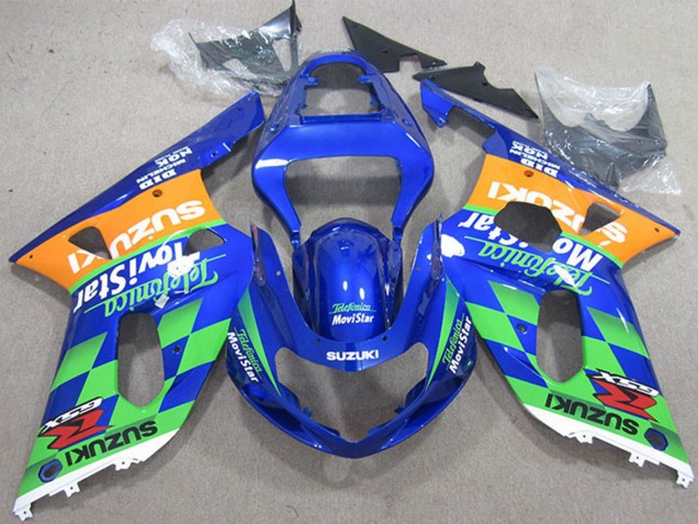 Carene Moto Suzuki GSXR 600 2001-2003 - Blu Arancia Verde Telefonica MoviStar
