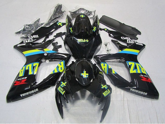 Carena Moto Suzuki GSXR 600 2006-2007 - Nero Lucido Giallo Rizla Rosso