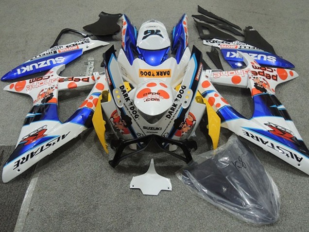 Carena Moto Suzuki GSXR 600 2008-2010 - Bianco Blu Arancia Alstare Dark Dog