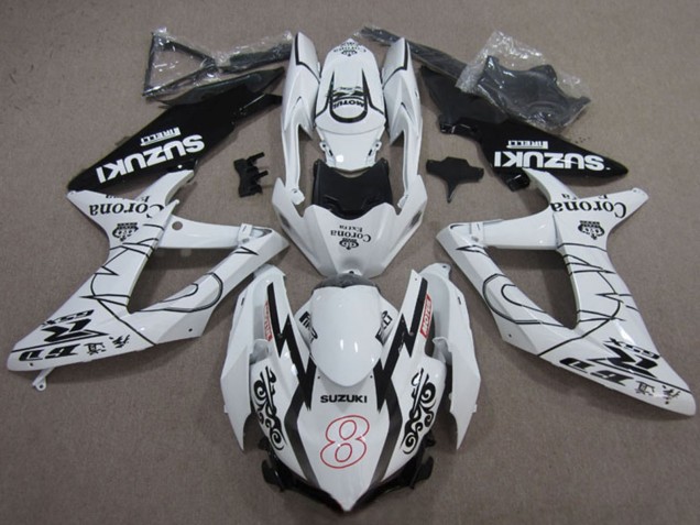 Carena Moto Suzuki GSXR 600 2008-2010 - Bianco Nero Corona Extra Motul 8
