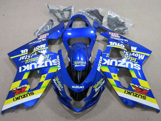 Carene Moto Suzuki GSXR 750 2004-2005 - Blu Neon Giallo Telefonica MoviStar Motul
