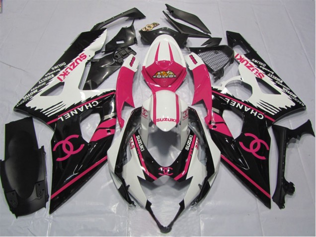 Carena Moto Suzuki GSXR 1000 2005-2006 - Bianco Rosa Nero Chanel