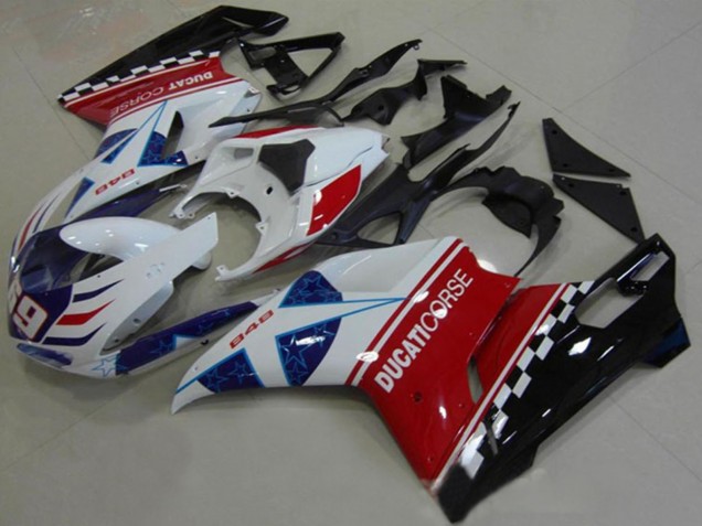 Carena Moto Ducati 1098 2007-2014 - Bianco Rosso Nero Blu Corse 69