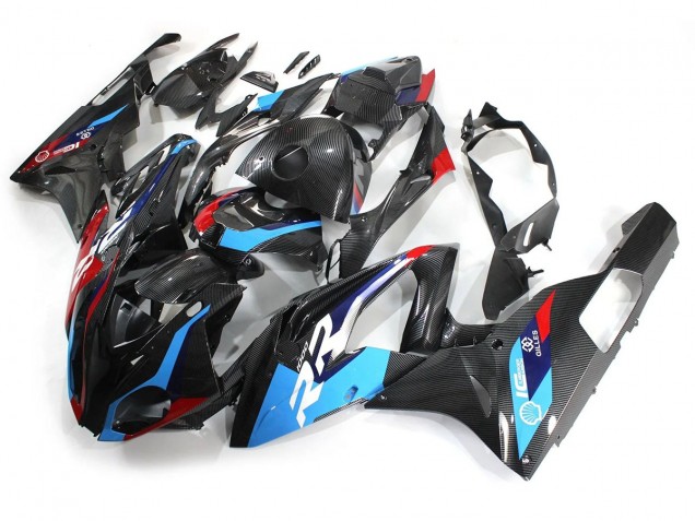 Carena Moto BMW S1000RR 2015-2016 - Blu Rosso Fibra di Carbonio