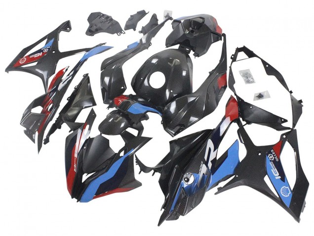 Carena Moto BMW S1000RR 2023-2024 - Blu Rosso Fibra di Carbonio