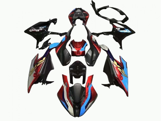 Carena Moto BMW S1000RR 2019-2022 - Nero Blu Rosso Oro Stile di Corsa
