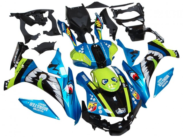 Carena Moto Yamaha YZF R1 2015-2019 - Blu Verde Nero Squalo