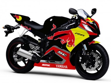Carena Moto Yamaha YZF R6 2006-2007 - Nero Lucido Giallo Red Bull Motul Fabbrica