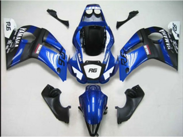 Carena Moto Yamaha YZF 600 R6 1998-2002 - Blu Bianco Nero Opaco